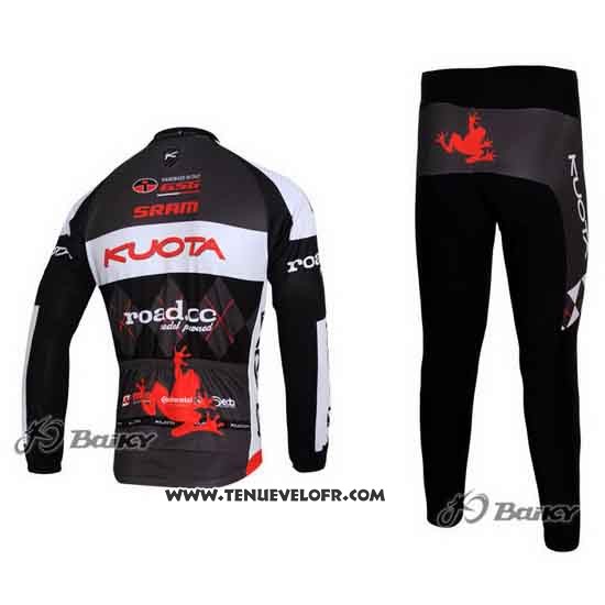 2011 Maillot Ciclismo Kuota Noir et Gris Manches Longues et Cuissard