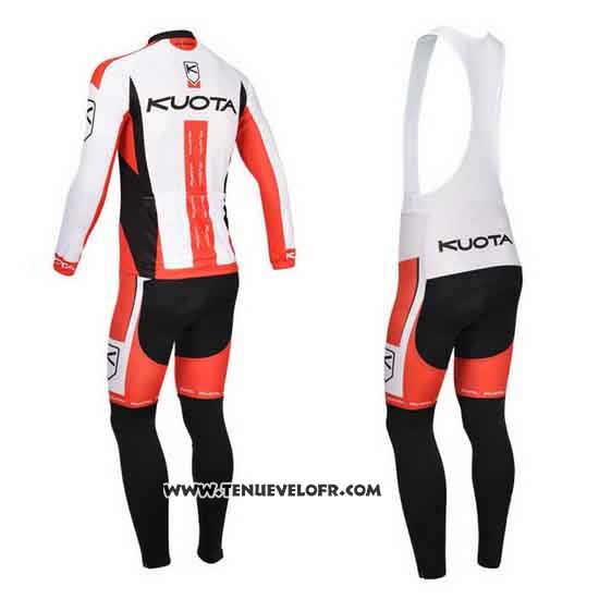 2013 Maillot Ciclismo Kuota Blanc et Rouge Manches Longues et Cuissard