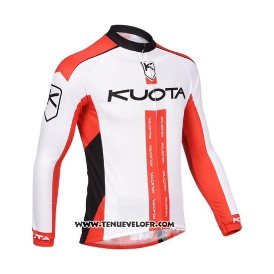2013 Maillot Ciclismo Kuota Blanc et Rouge Manches Longues et Cuissard