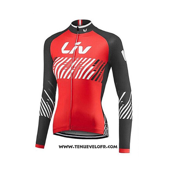 2017 Maillot Ciclismo Liv Rouge Manches Longues et Cuissard