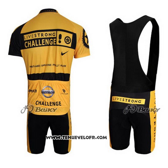 2009 Maillot Ciclismo Livestrong Jaune et Noir Manches Courtes et Cuissard