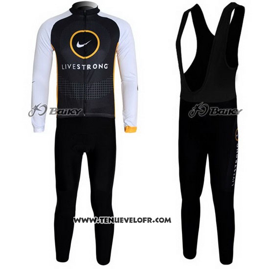 2010 Maillot Ciclismo Livestrong Noir Manches Longues et Cuissard
