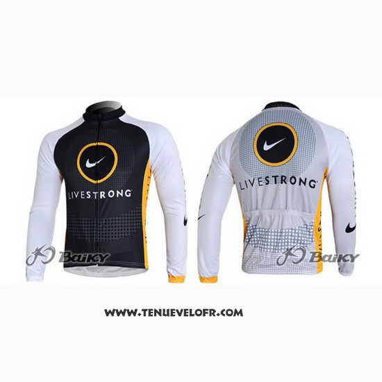 2010 Maillot Ciclismo Livestrong Noir Manches Longues et Cuissard