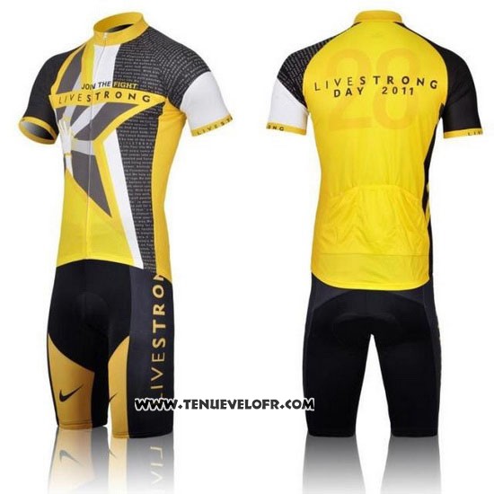 2011 Maillot Ciclismo Livestrong Jaune Manches Courtes et Cuissard