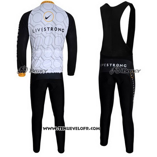 2011 Maillot Ciclismo Livestrong Noir et Jaune Manches Longues et Cuissard
