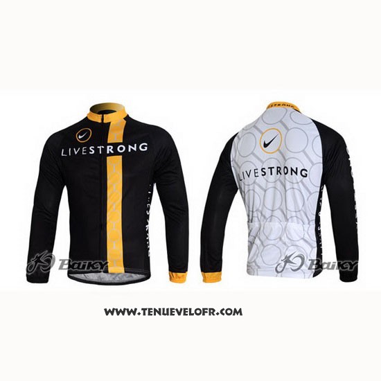 2011 Maillot Ciclismo Livestrong Noir et Jaune Manches Longues et Cuissard