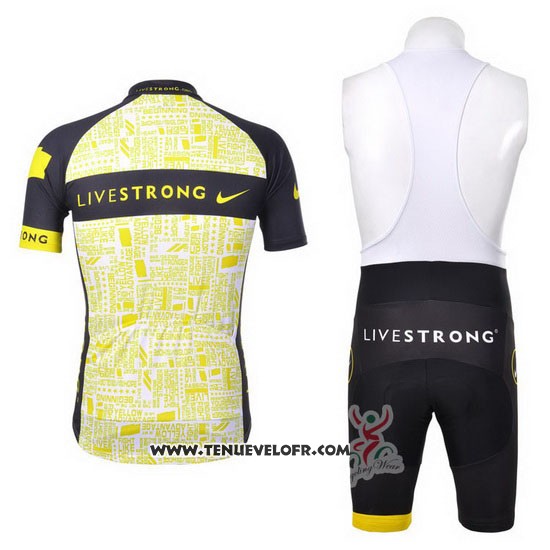 2012 Maillot Ciclismo Livestrong Noir et Jaune Manches Courtes et Cuissard