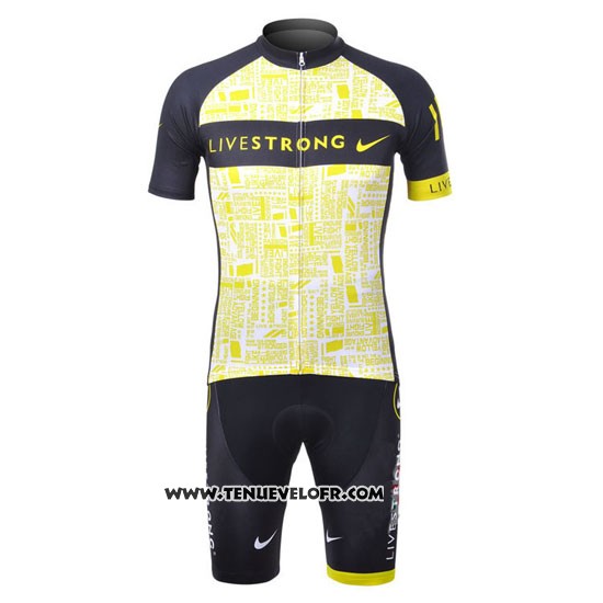 2012 Maillot Ciclismo Livestrong Noir et Jaune Manches Courtes et Cuissard