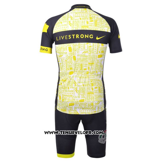 2012 Maillot Ciclismo Livestrong Noir et Jaune Manches Courtes et Cuissard