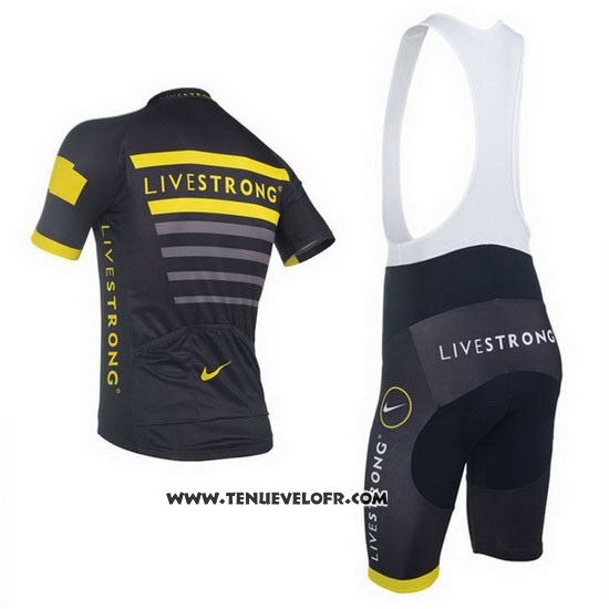 2013 Maillot Ciclismo Livestrong Noir et Jaune Manches Courtes et Cuissard