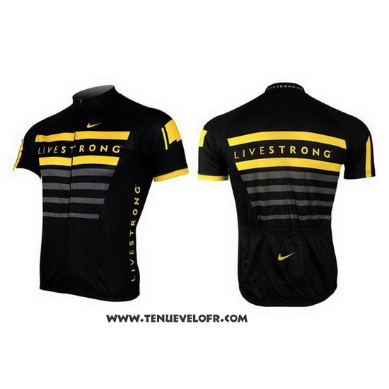 2013 Maillot Ciclismo Livestrong Noir et Jaune Manches Courtes et Cuissard