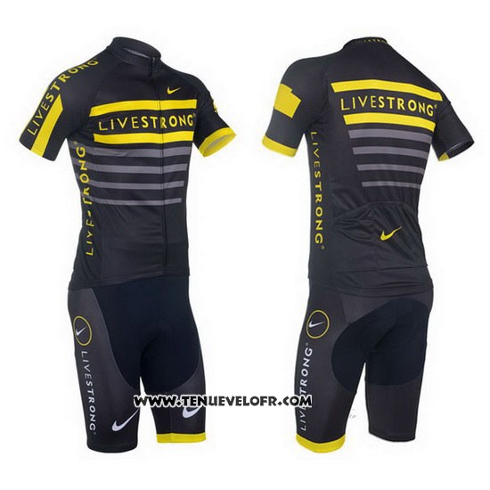 2013 Maillot Ciclismo Livestrong Noir et Jaune Manches Courtes et Cuissard