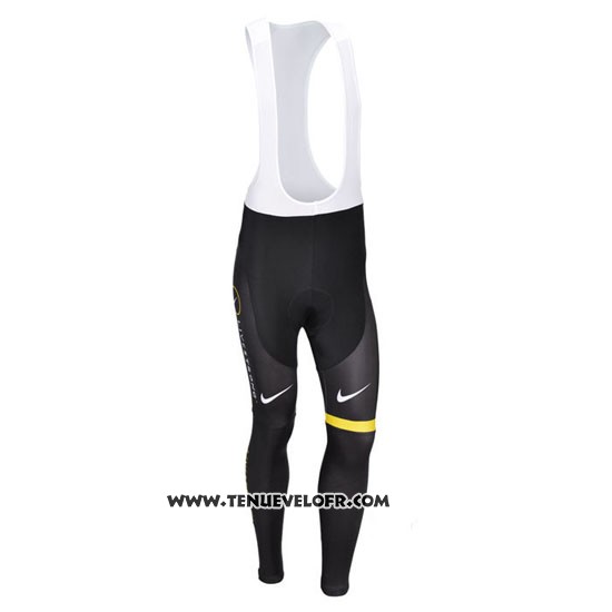 2013 Maillot Ciclismo Livestrong Noir et Jaune Manches Longues et Cuissard