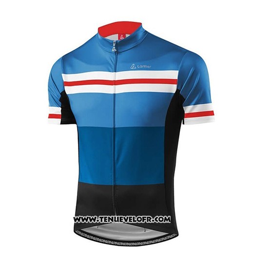 2018 Maillot Ciclismo Loffler Noir Bleu Manches Courtes et Cuissard