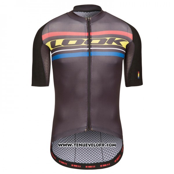 2017 Maillot Ciclismo Look Aero Carrera Noir et Jaune Manches Courtes et Cuissard
