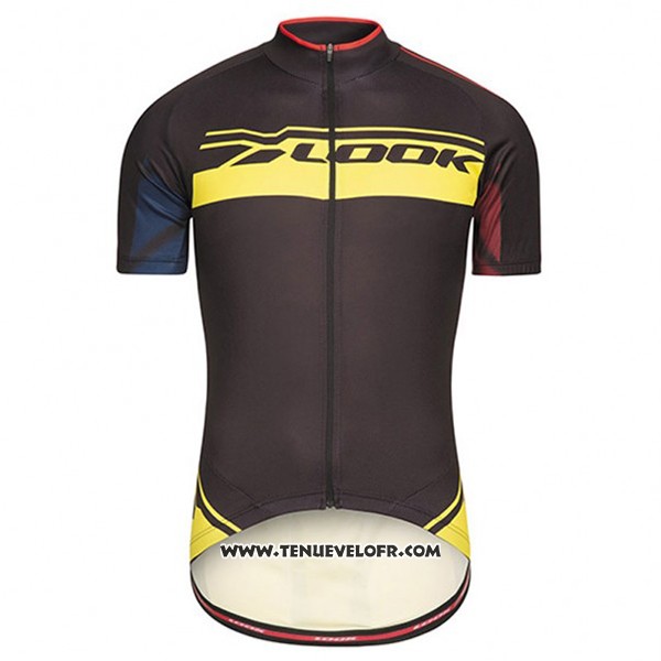 2017 Maillot Ciclismo Look Pro Equipo Noir et Jaune Manches Courtes et Cuissard