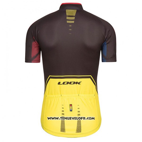 2017 Maillot Ciclismo Look Pro Equipo Noir et Jaune Manches Courtes et Cuissard