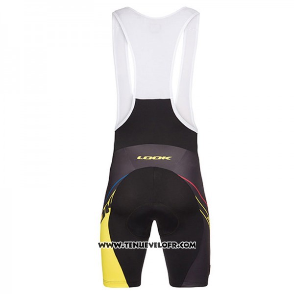 2017 Maillot Ciclismo Look Pro Equipo Noir et Jaune Manches Courtes et Cuissard