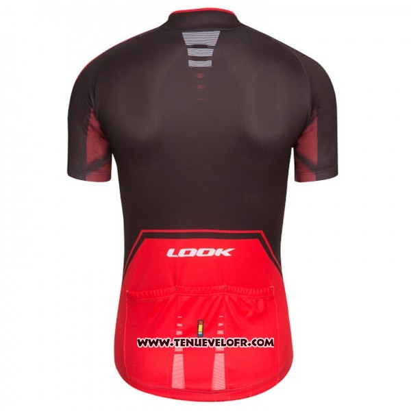 2017 Maillot Ciclismo Look Pro Equipo Noir et Rouge Manches Courtes et Cuissard