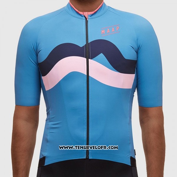2017 Maillot Ciclismo MAAP Fat Stripe Bleu Manches Courtes et Cuissard