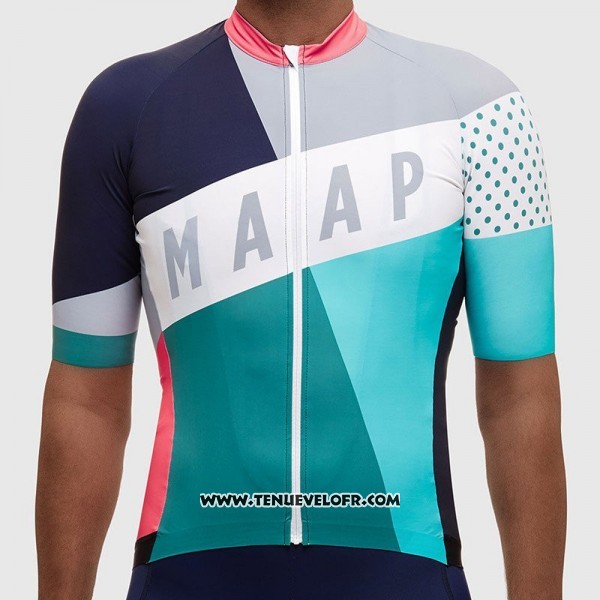 2017 Maillot Ciclismo MAAP Gris et Azur Manches Courtes et Cuissard