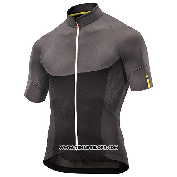 2017 Maillot Ciclismo Mavic Noir et Gris Manches Courtes et Cuissard