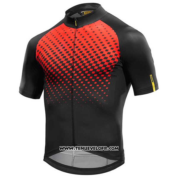 2017 Maillot Ciclismo Mavic Rouge et Noir Manches Courtes et Cuissard