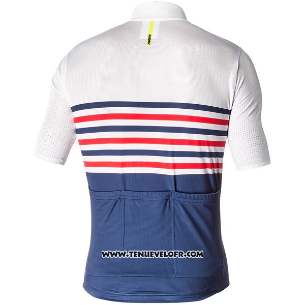 2019 Maillot Ciclismo Mavic Blanc Bleu Manches Courtes et Cuissard