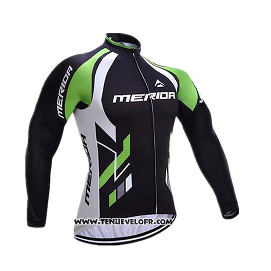 2017 Maillot Ciclismo Merida Noir et Blanc Manches Longues et Cuissard
