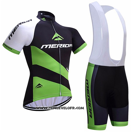 2017 Maillot Ciclismo Merida Noir et Vert Manches Courtes et Cuissard