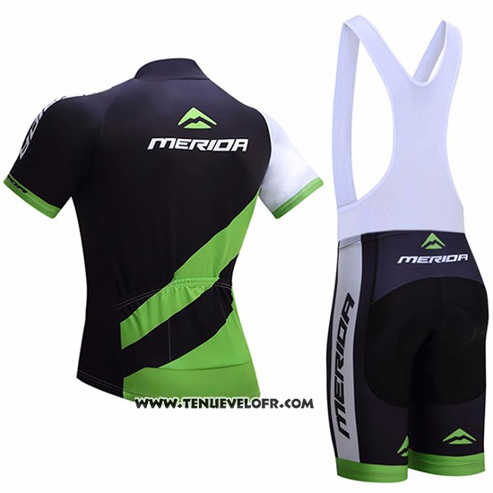 2017 Maillot Ciclismo Merida Noir et Vert Manches Courtes et Cuissard