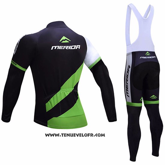 2017 Maillot Ciclismo Merida Noir et Vert Manches Longues et Cuissard