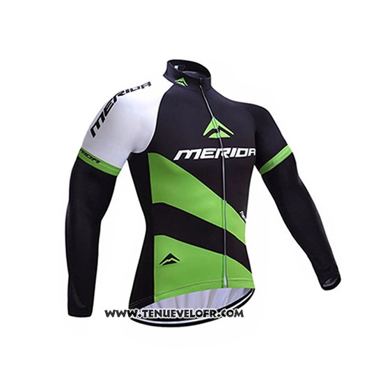 2017 Maillot Ciclismo Merida Noir et Vert Manches Longues et Cuissard