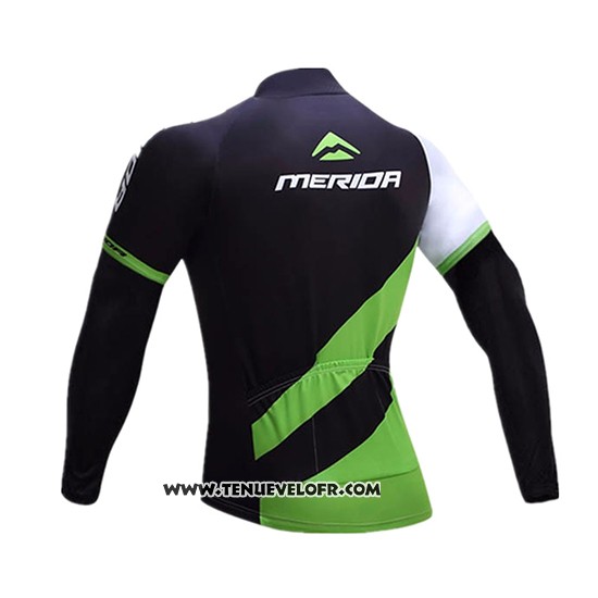 2017 Maillot Ciclismo Merida Noir et Vert Manches Longues et Cuissard