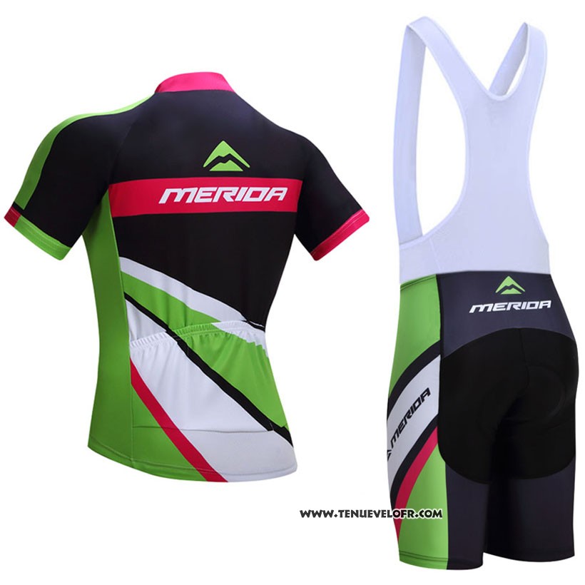 2017 Maillot Ciclismo Merida Rouge et Vert Manches Courtes et Cuissard