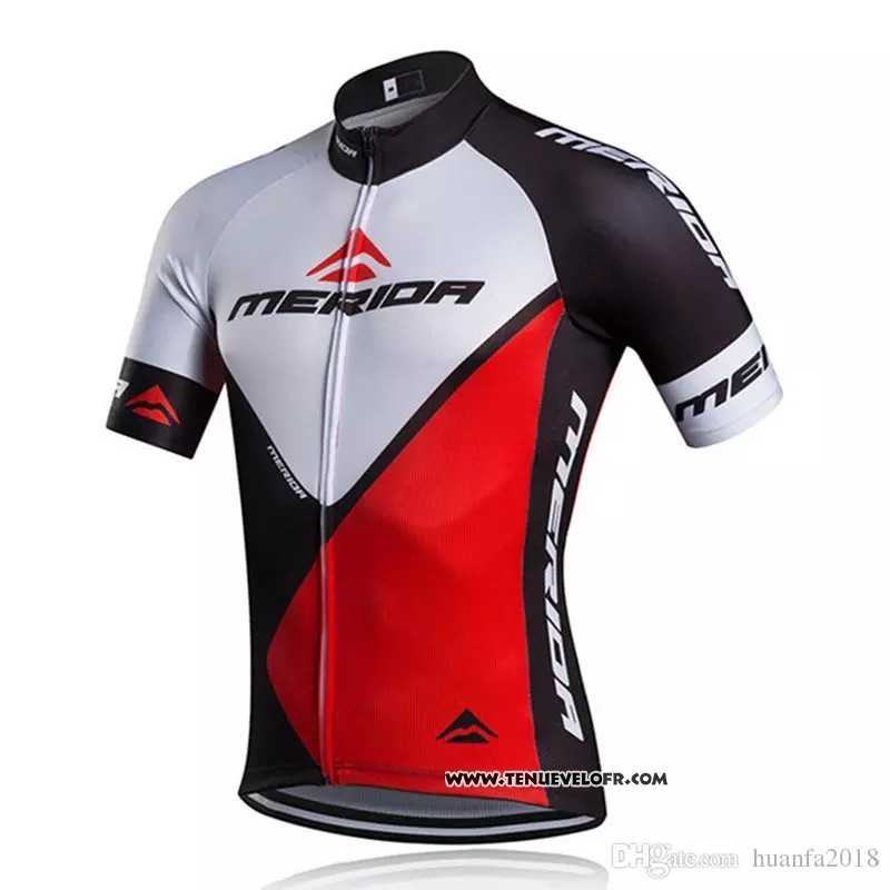 2018 Maillot Ciclismo Merida Rouge Blanc Manches Courtes et Cuissard