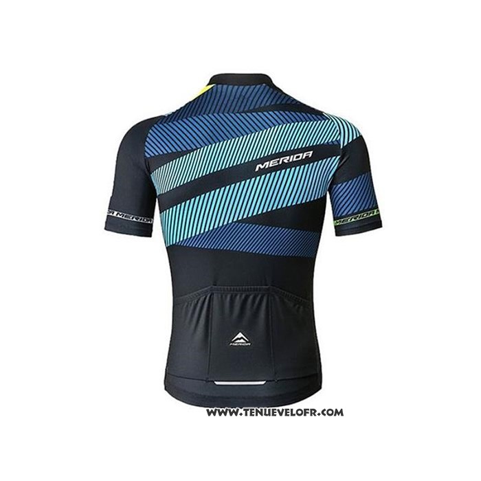 2020 Maillot Ciclismo Merida Noir Bleu Manches Courtes et Cuissard