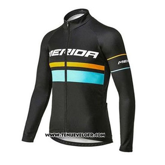 2020 Maillot Ciclismo Merida Noir Bleu Manches Longues et Cuissard