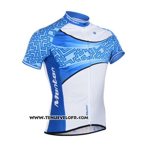 2014 Maillot Ciclismo Monton Azur et Blanc Manches Courtes et Cuissard