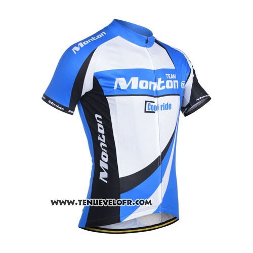 2014 Maillot Ciclismo Monton Blanc et Azur Manches Courtes et Cuissard
