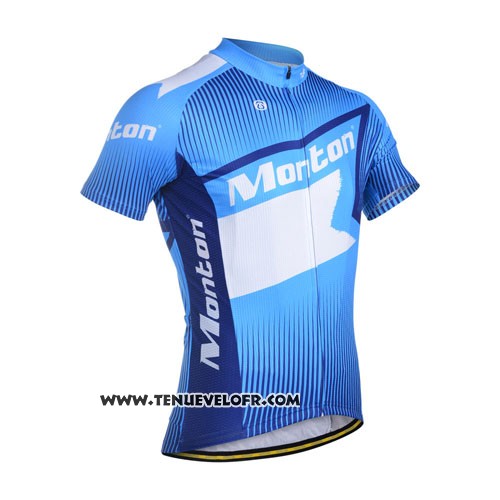 2014 Maillot Ciclismo Monton Blanc et Bleu Manches Courtes et Cuissard