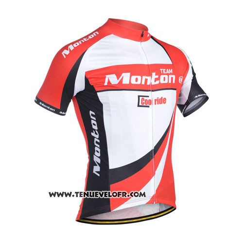 2014 Maillot Ciclismo Monton Blanc et Rouge Manches Courtes et Cuissard
