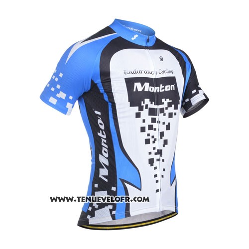 2014 Maillot Ciclismo Monton Bleu et Blanc Manches Courtes et Cuissard