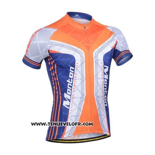 2014 Maillot Ciclismo Monton Bleu et Orange Manches Courtes et Cuissard