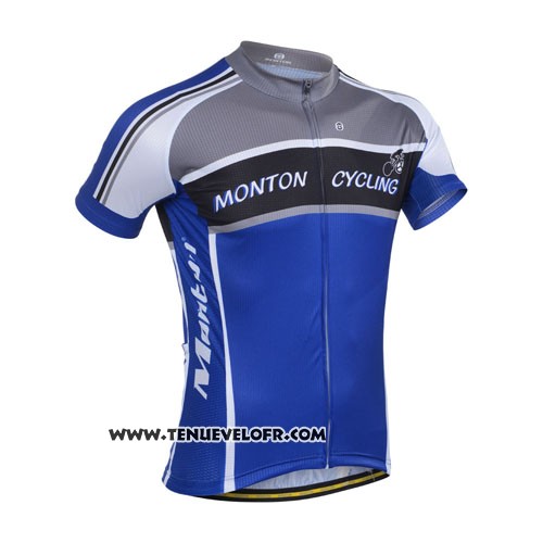 2014 Maillot Ciclismo Monton Gris et Bleu Manches Courtes et Cuissard