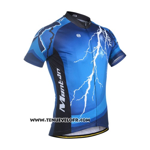 2014 Maillot Ciclismo Monton Noir et Bleu Manches Courtes et Cuissard