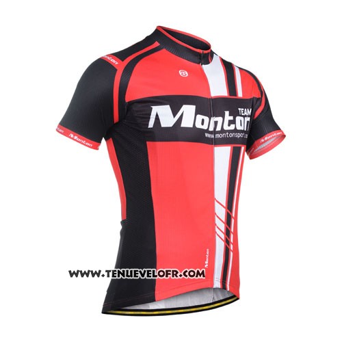 2014 Maillot Ciclismo Monton Noir et Rouge Manches Courtes et Cuissard