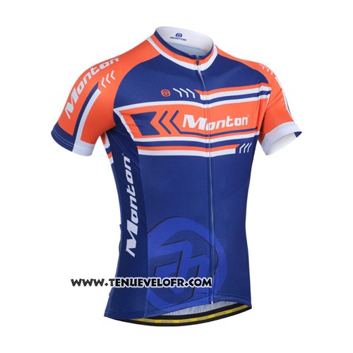 2014 Maillot Ciclismo Monton Orange et Bleu Manches Courtes et Cuissard
