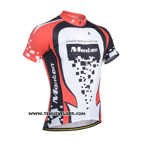 2014 Maillot Ciclismo Monton Rouge et Blanc Manches Courtes et Cuissard