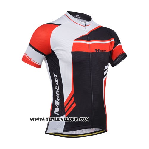 2014 Maillot Ciclismo Monton Rouge et Noir Manches Courtes et Cuissard